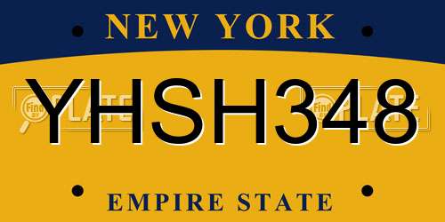 YHSH348 New York License Plate