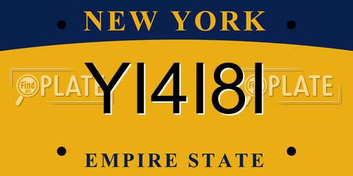 YI4I8I New York License Plate