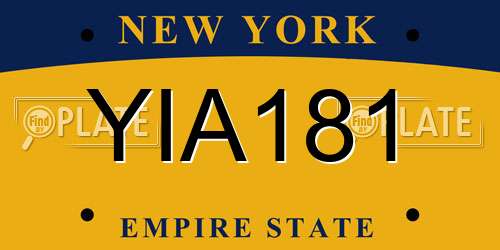YIA181 New York License Plate