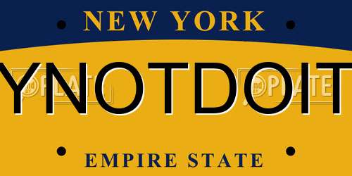 YNOTDOIT New York License Plate