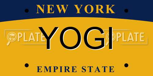 YOGI New York License Plate