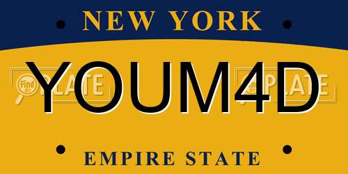 YOUM4D New York License Plate