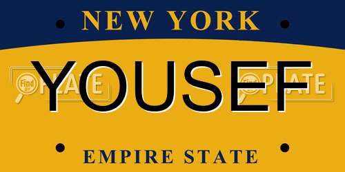 YOUSEF New York License Plate