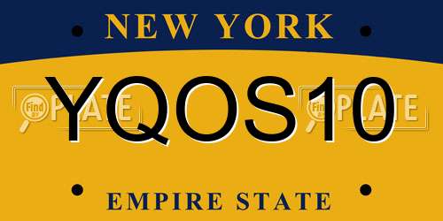 YQOS10 New York License Plate