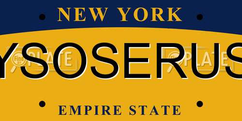 YSOSERUS New York License Plate