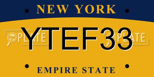 YTEF33 New York License Plate
