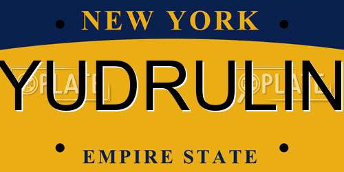 YUDRULIN New York License Plate