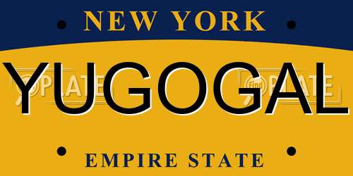 YUGOGAL New York License Plate