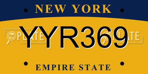 YYR369 New York License Plate