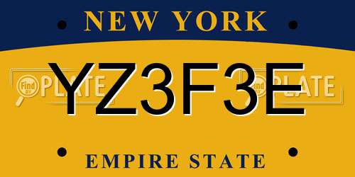 YZ3F3E New York License Plate