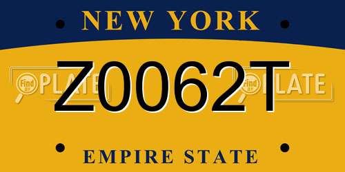 Z0062T New York License Plate