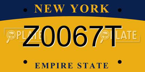 Z0067T New York License Plate
