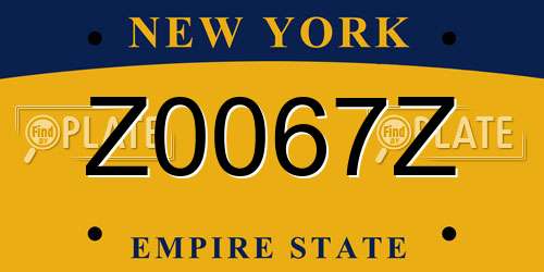 Z0067Z New York License Plate