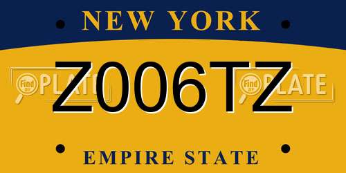 Z006TZ New York License Plate