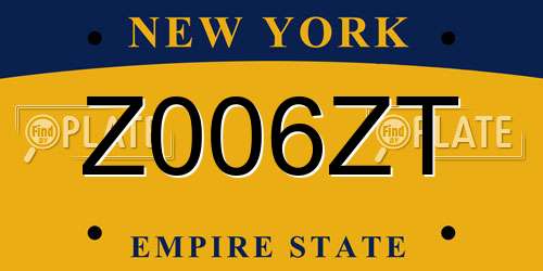 Z006ZT New York License Plate
