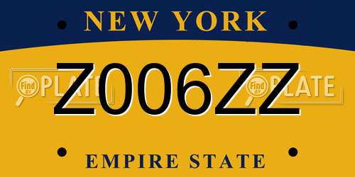 Z006ZZ New York License Plate