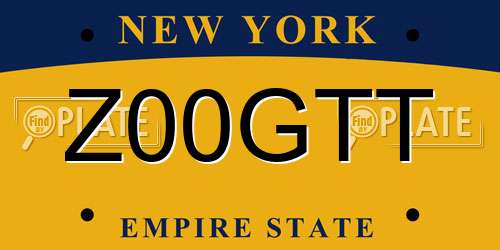 Z00GTT New York License Plate