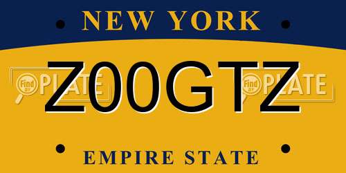 Z00GTZ New York License Plate