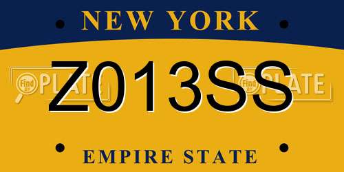 Z013SS New York License Plate
