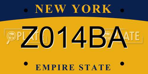 Z014BA New York License Plate
