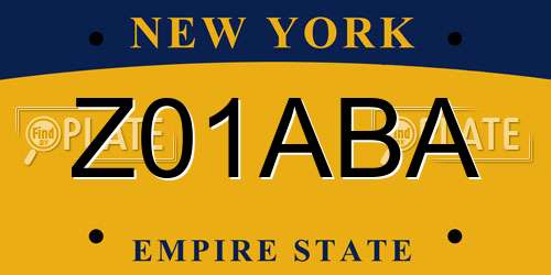 Z01ABA New York License Plate