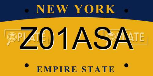 Z01ASA New York License Plate