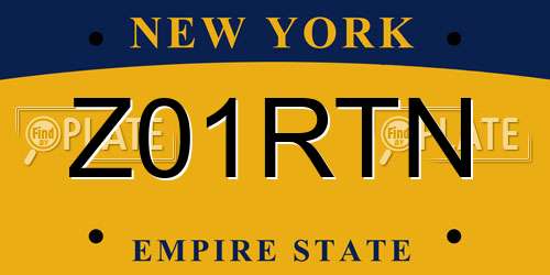 Z01RTN New York License Plate