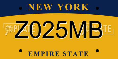 Z025MB New York License Plate