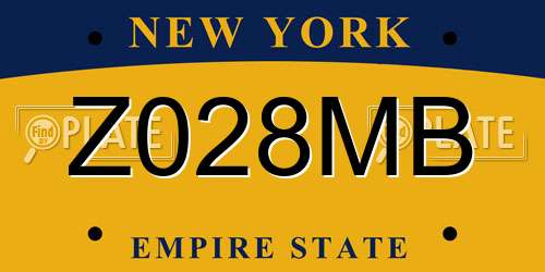 Z028MB New York License Plate
