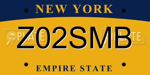 Z02SMB New York License Plate