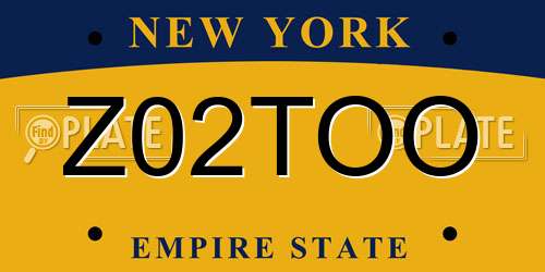 Z02TOO New York License Plate