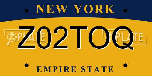 Z02TOQ New York License Plate