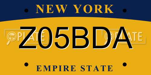 Z05BDA New York License Plate