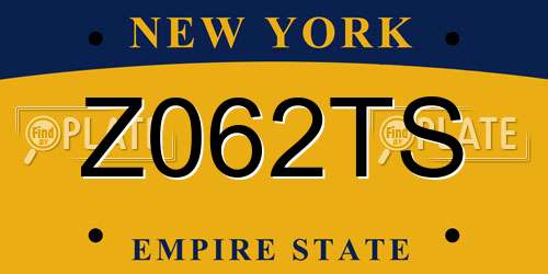 Z062TS New York License Plate