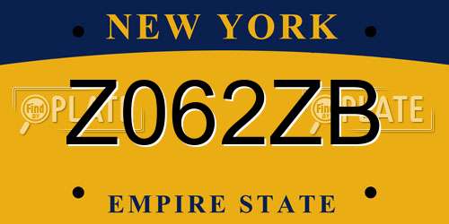 Z062ZB New York License Plate