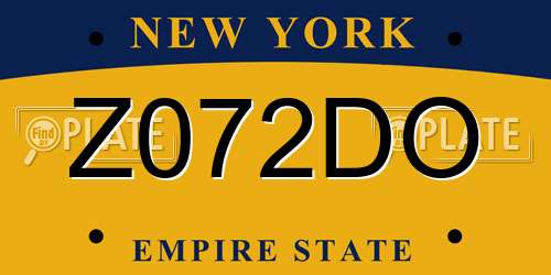 Z072DO New York License Plate