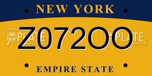 Z072OO New York License Plate