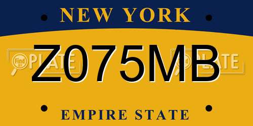 Z075MB New York License Plate