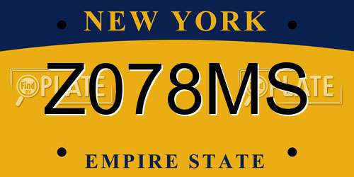 Z078MS New York License Plate