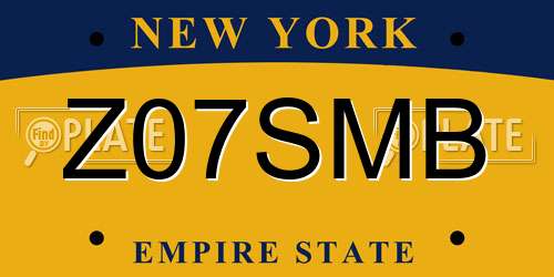 Z07SMB New York License Plate