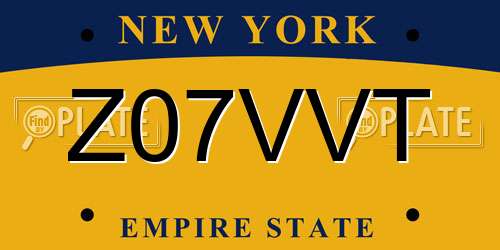 Z07VVT New York License Plate