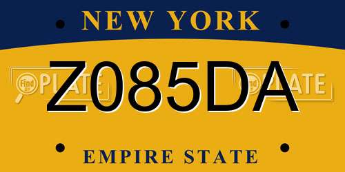 Z085DA New York License Plate