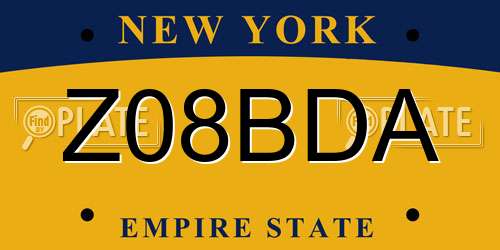 Z08BDA New York License Plate