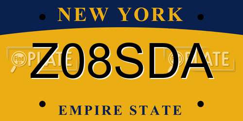 Z08SDA New York License Plate