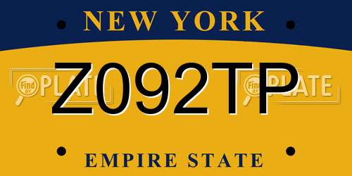 Z092TP New York License Plate