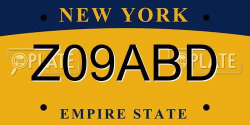 Z09ABD New York License Plate