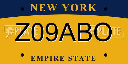 Z09ABO New York License Plate