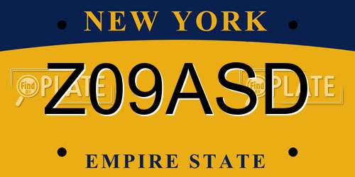 Z09ASD New York License Plate
