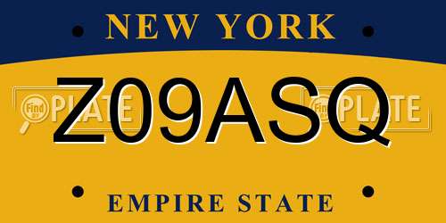 Z09ASQ New York License Plate