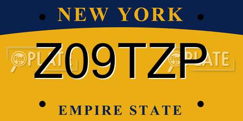 Z09TZP New York License Plate